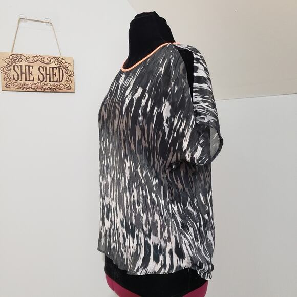 Express Semi Sheer Cold Shoulder Top Medium Y2K Whimsigoth Goth Witchy Dark M - Picture 4 of 12